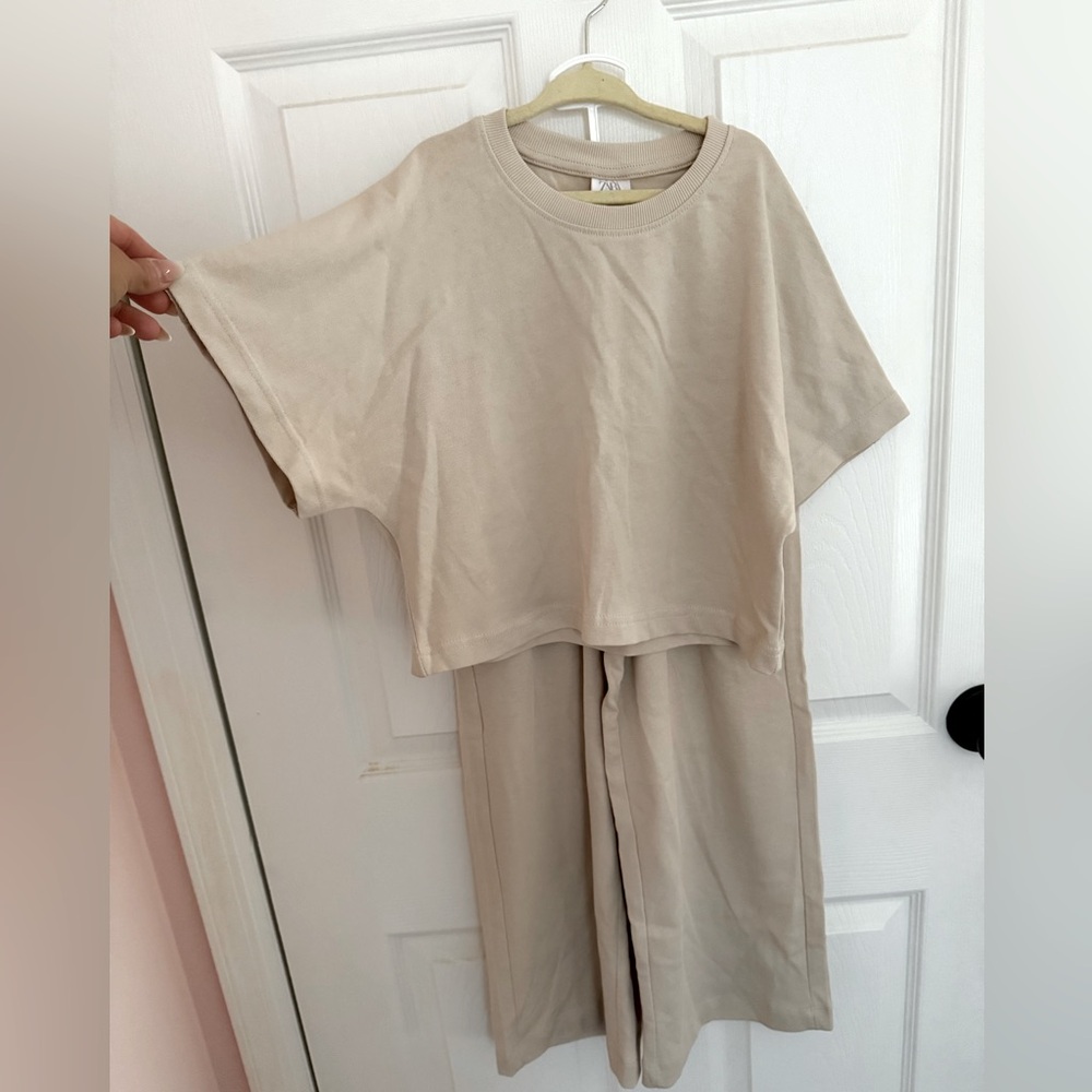 ZARA girls tan/neutral matching set size 8-9 NEW with tags